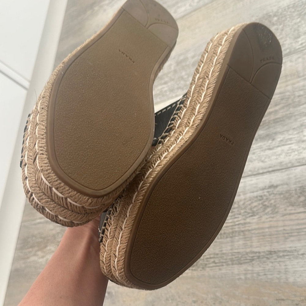 Prada Black and Gold Espadrilles with Elegant Style - Picture 3 of 5